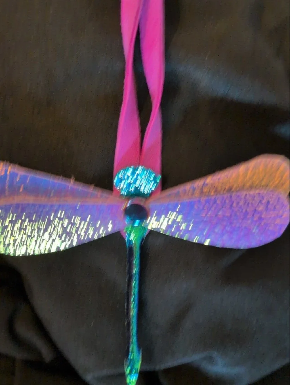 Hand Made, Leather Iridescent Dragonfly Bag Charm